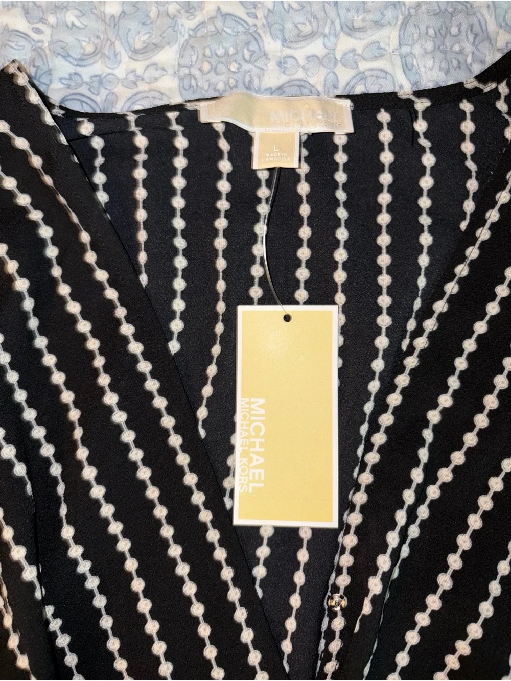 Women's Black and White Striped Wrap Top - cropped style Micheal Kors